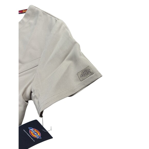 Dickies Xtreme Stretch V-Neck Scrub Top Dark Khaki Stretch XXS Pockets Medical - Picture 3 of 9
